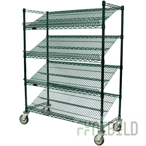 Eagle M1824C-4 24 Inch Angled Shelf Merchandising Cart with Adjustable Shelves