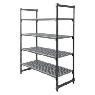 Cambro EXU244864V4480 24 Inch 4-Tier Shelving Unit with Antimicrobial Protection Gray
