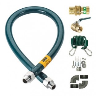 Krowne C7536K 3/4 Inch Moveable Gas Connection Kit for Canada Plastic Coated Stainless Steel with Restraining Device 218000 BTU/hr