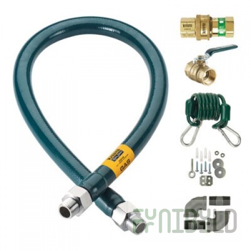 Krowne C7536K 3/4 Inch Moveable Gas Connection Kit for Canada Plastic Coated Stainless Steel with Restraining Device 218000 BTU/hr