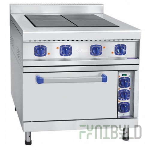 Electric stove 4-burner with oven EPK-48 ZhSh-K 2/1 (all stainless steel) convection with steam humidification (840 (1050) x 850 (895) x 860 in, 17.9 kW, 220/380 V)