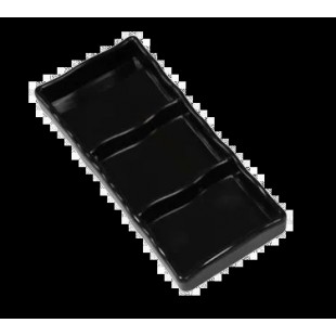 Town 31283B/DZ 7-1/2 Inch Sauce Dish Black Melamine Three Compartments