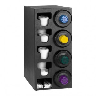 Dispense-Rite Black Polystyrene One-Size-Fits-All 4-Compartment Countertop Cup Dispenser with Adjustable Clips STL-S-4BT