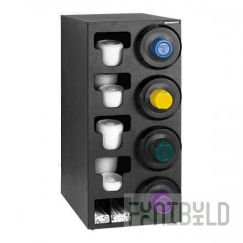 Dispense-Rite Black Polystyrene One-Size-Fits-All 4-Compartment Countertop Cup Dispenser with Adjustable Clips STL-S-4BT