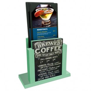Menu Solutions WDMH-CHALK Washed Teal Wood Menu Holder with 4