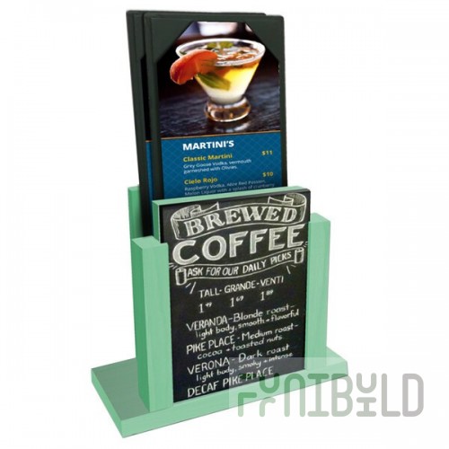 Menu Solutions WDMH-CHALK Washed Teal Wood Menu Holder with 4
