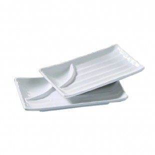 Yanco OK-209 8-3/4 Inch Plate with Sauce Compartment Melamine White