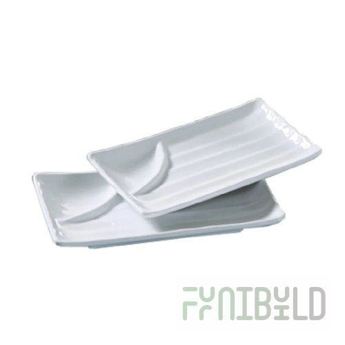 Yanco OK-209 8-3/4 Inch Plate with Sauce Compartment Melamine White