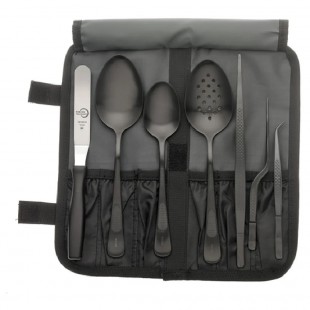 Mercer Culinary M35156BK Plating Set 8-piece Stainless Steel Tools with Roll Bag