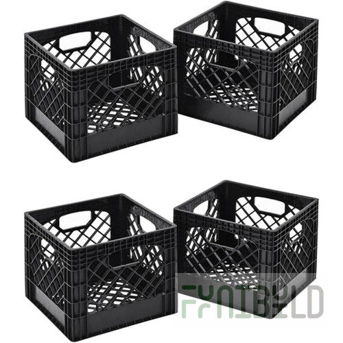 1880 Hospitality LSC030H001 15-3/4 Inch Wooden Milk Crate with Handle Includes Glass Bottles