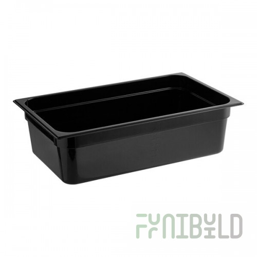 Carlisle 10202B03 20 Inch Molded Polycarbonate Food Pan Black with Capacity Indicators