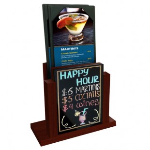 Menu Solutions WDMH-WET Mahogany Wood Menu Holder with 4