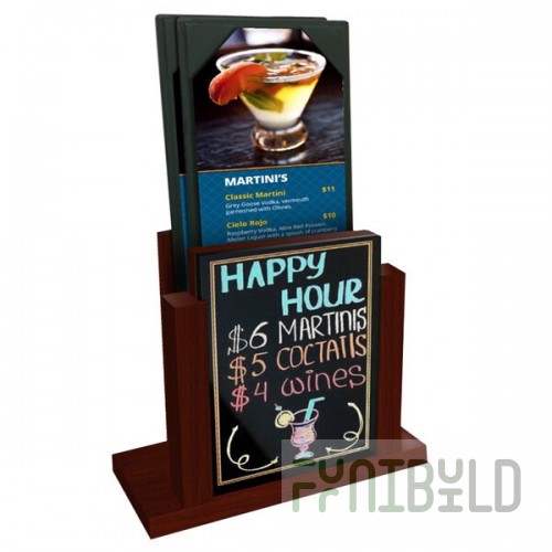 Menu Solutions WDMH-WET Mahogany Wood Menu Holder with 4