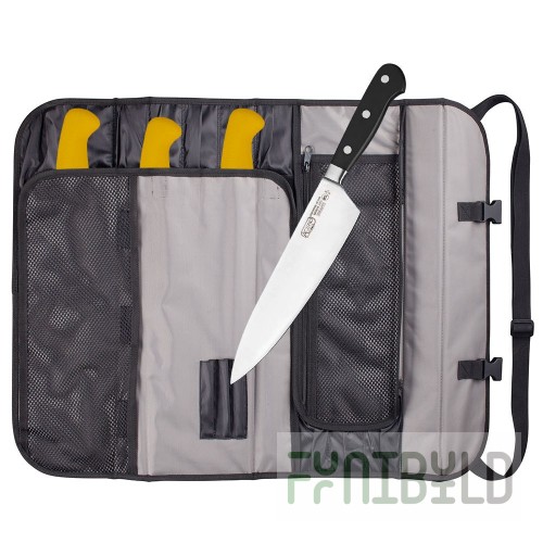 Winco KBG-11 Knife Bag Polyester Black Hard Core Insert 11 Compartment