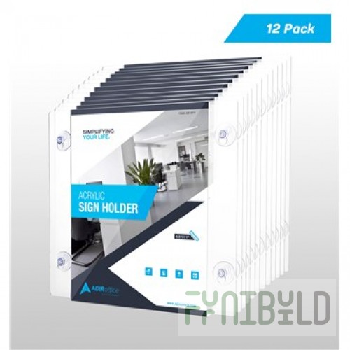 Alpine Industries ADI639-8511-WSH-24 8-1/2 Inch Window Sign Holder Acrylic 24 Packs with Suction Cups