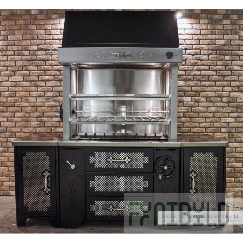Charcoal grill UMM/1/11312 (for open veranda) (1178x730x1870mm, 39kW)