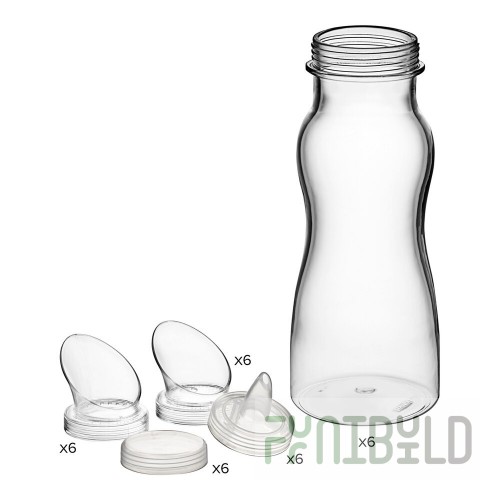 GET SDB-16-PC-6-CL 16 oz. Clear Polycarbonate Salad Dressing / Juice Bottle and Lid Set - 6/Case