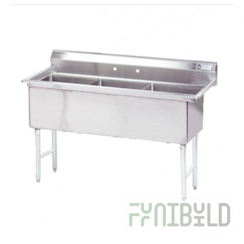 Advance Tabco FC-3-1818-24L 80-1/2 Inch Fabricated Sink with Left Drainboard