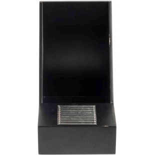 Tablecraft 12644 7 Inch Airpot Serving Rack Black Wood with Stainless Steel Drip Tray