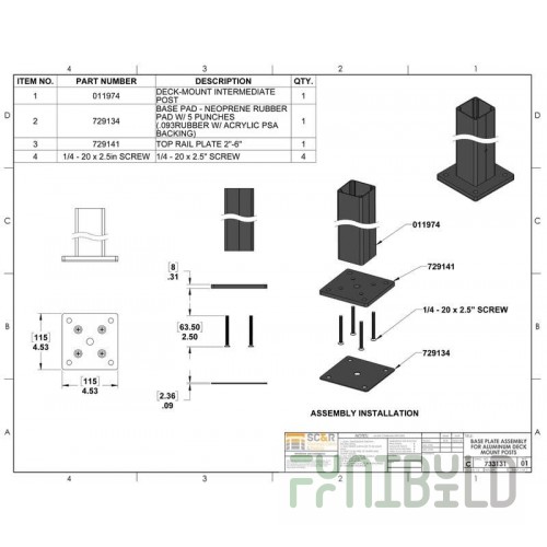 SPG International BPLATE Amco Post Plate Mounts Post To Floor Or Counter Top Plated