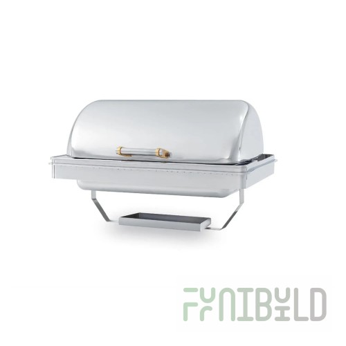 Vollrath 46258 9 Qt. New York, New York Drop-In Retractable Dripless Chafer Full Size with Brass Trim