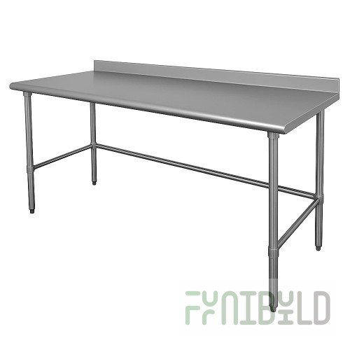 Advance Tabco TSFLAG-307-X 84 Inch Work Table 16 Gauge Stainless Steel Top with Rear Up-turn