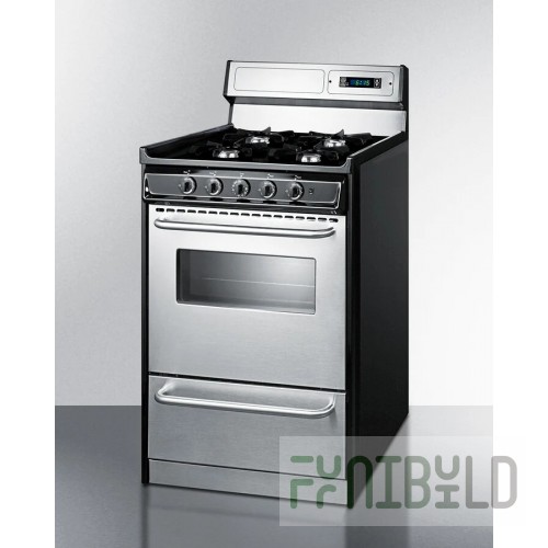 Summit RG201B 20 Inch Gas Range 2.3 Cu.ft Oven Capacity 4 Burner - CSA Certified