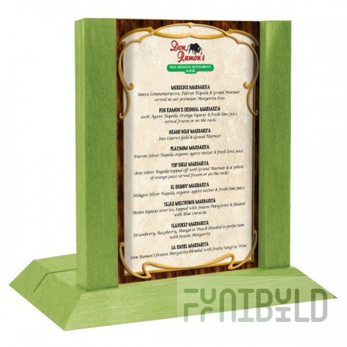 Menu Solutions WDAFR-A Lime Wood Menu Holder / Tent with 4