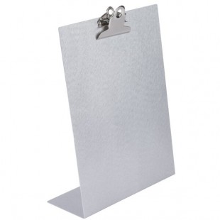 Menu Solutions MTCL-811 Alumitique Aluminum Menu Tent with Clip - Brushed Finish - 8 1/2