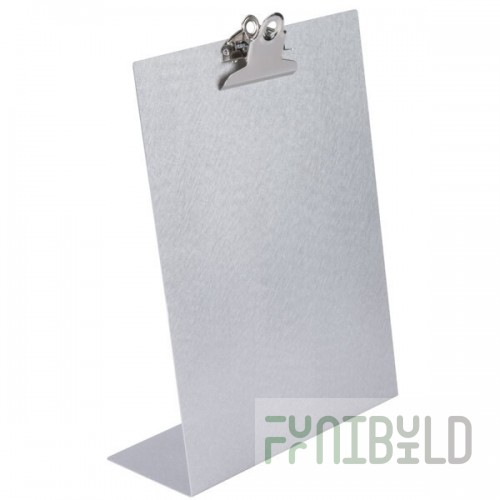 Menu Solutions MTCL-811 Alumitique Aluminum Menu Tent with Clip - Brushed Finish - 8 1/2