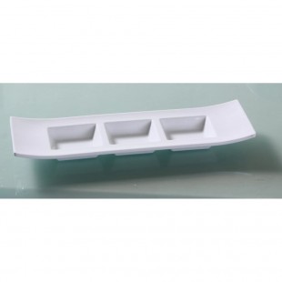 Yanco VE-012 11-Inch White Divided Dish with Three Compartment Wells