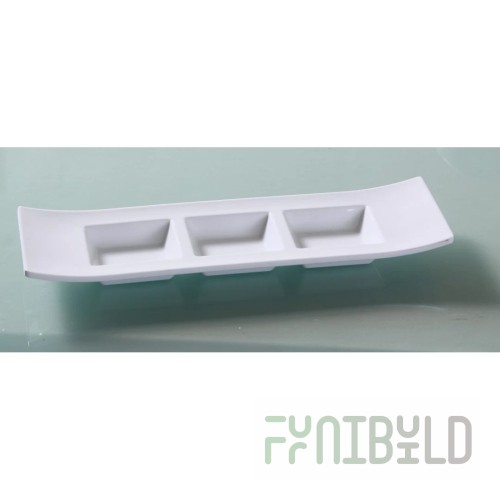 Yanco VE-012 11-Inch White Divided Dish with Three Compartment Wells