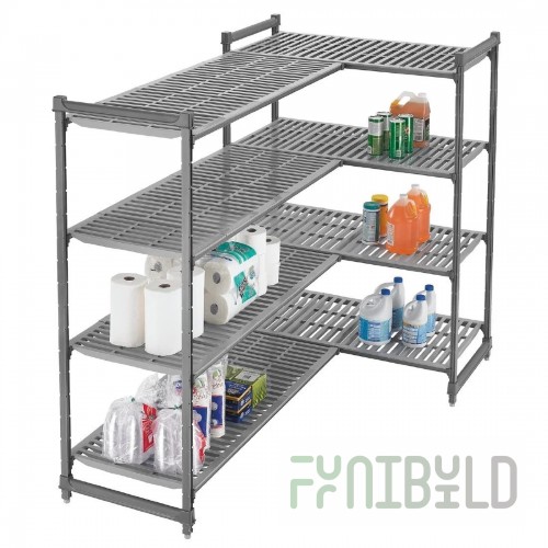 Cambro EXA243684S4480 24 Inch 4-Tier Stationary Add-On Unit with Antimicrobial Gray Polypropylene