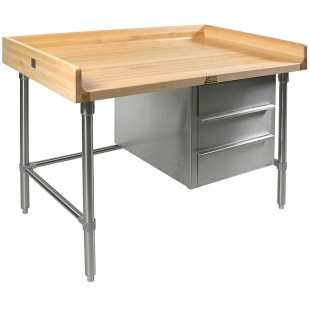 John Boos DNB10 84 Inch Baker's Top Work Table Wood Northern Hard Rock Maple with Coved Riser