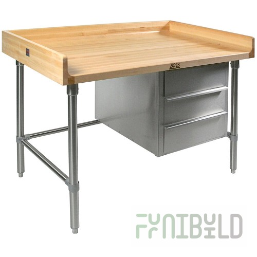John Boos DNB10 84 Inch Baker's Top Work Table Wood Northern Hard Rock Maple with Coved Riser