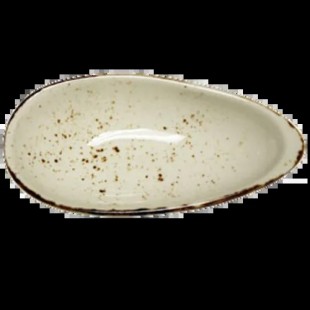 Vertex China LTW-ASD-S 1 Oz Amande Sauce Dish Oblong Hand Painted Terra White