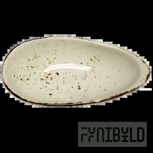 Vertex China LTW-ASD-S 1 Oz Amande Sauce Dish Oblong Hand Painted Terra White
