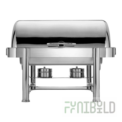 WNK from Steelite International 8.5 Qt. Full Size Rectangular Stainless Steel Stackable Traditional Roll Top Chafer 5370S530