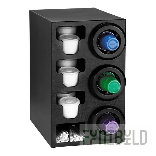 Dispense-Rite Black Polystyrene One-Size-Fits-All 2-Compartment Countertop Cup Dispenser with Adjustable Clips STL-S-2BT