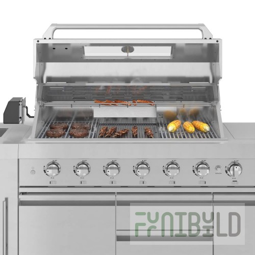 Koolmore KM-OKS-BQHUB 103 Inch Outdoor Kitchen Island with 12000 and 15000 BTU Burners