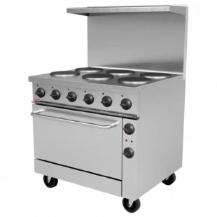 BakeMax BMPLS7KE031 36 Inch Electric Range with 6 Burners Stainless Steel