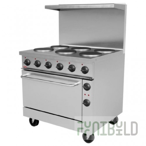 BakeMax BMPLS7KE031 36 Inch Electric Range with 6 Burners Stainless Steel