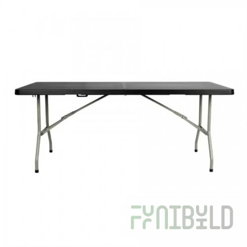 Forbes Industries 7040TG-24 60 Inch Rectangular Folding Table Black Steel Glass