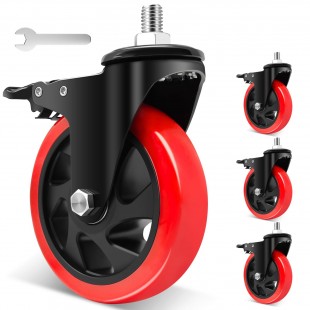 Optional 5-Inch Diameter Stem Caster Swivel Set (4) with Brake for Economy Series, Krowne 30-125S