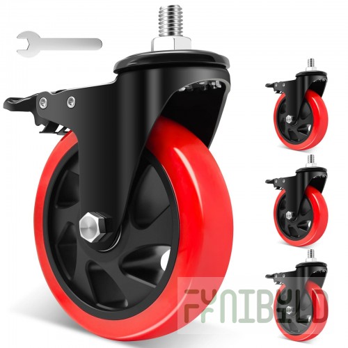 Optional 5-Inch Diameter Stem Caster Swivel Set (4) with Brake for Economy Series, Krowne 30-125S