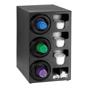 Dispense-Rite Black Polystyrene Built-In 5-Section Dome Lid / Straw Organizer FMVDL-3