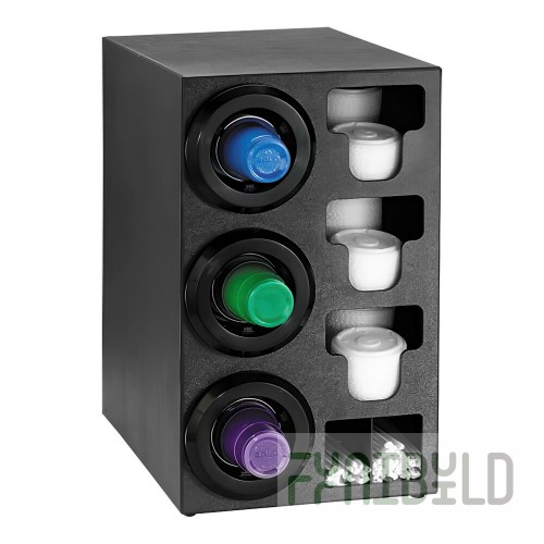 Dispense-Rite Black Polystyrene Built-In 5-Section Dome Lid / Straw Organizer FMVDL-3