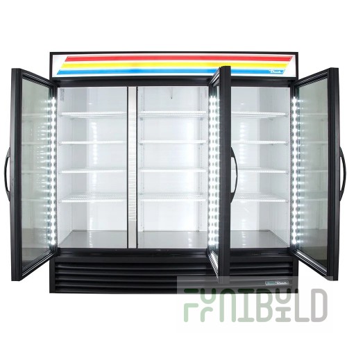 True Refrigeration GDM-72-HC~TSL01_BL 78 Inch Refrigerated Merchandiser Three-section Stainless Steel