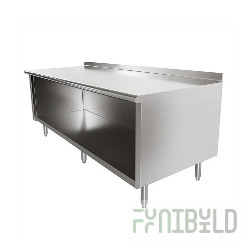 Advance Tabco EF-SS-248M 96 Inch Work Table Open Front Cabinet Base with Mid-shelf