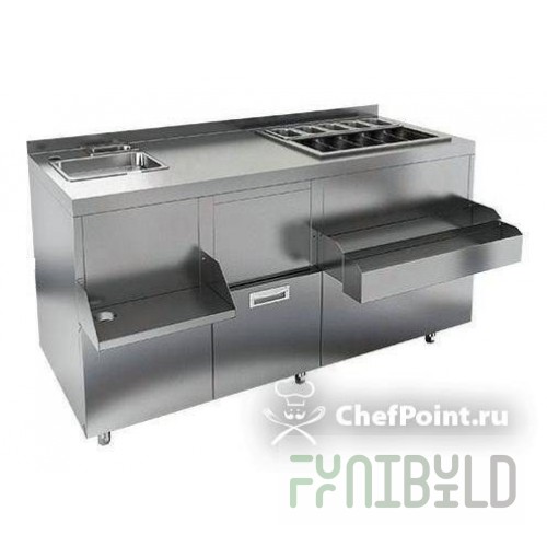 Bar station with side Hicold NBMKS-15/7BPK (1500x700(870 with shelf)x850mm)